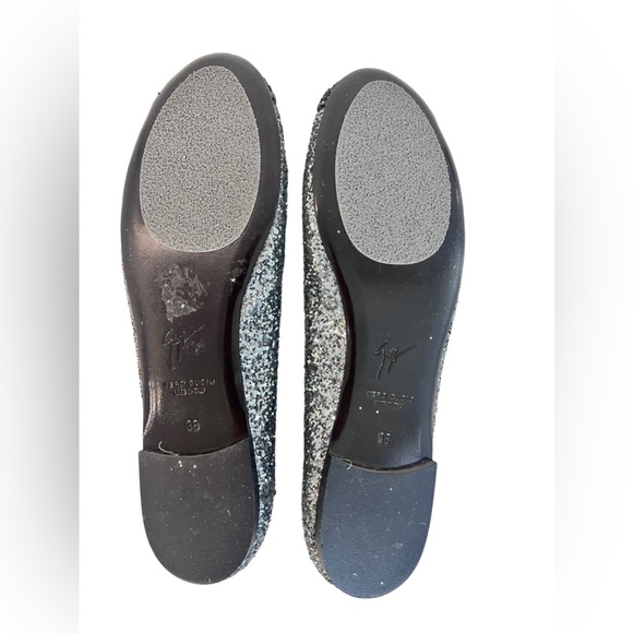 GIUSEPPE ZANOTTI GREY GLITTER CAP TOE BALLET FLATS - Picture 6 of 6